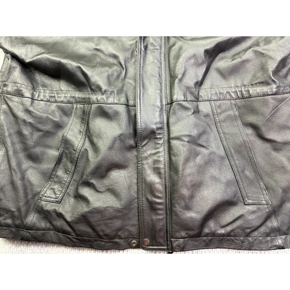 John Ashford Outdoors Men's XL Black Leather Car Coat Jacket Full Zip Vintage - Picture 10 of 12
